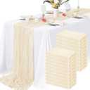 20 Packs Cheesecloth Table Runner 10FT Long Boho Gauze Fabric Table Runner Vintage Rustic Sheer Runners for Wedding Party Bridal Baby Shower Table Decorations (Ivory )