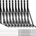 10 Pack L14 x H 10" Heavy Duty Shelf Brackets with Screws Open Floating Shelving Bracket L Brackets Black Metal Shelf Brackets for Shelves, Room, Pantry, Garage