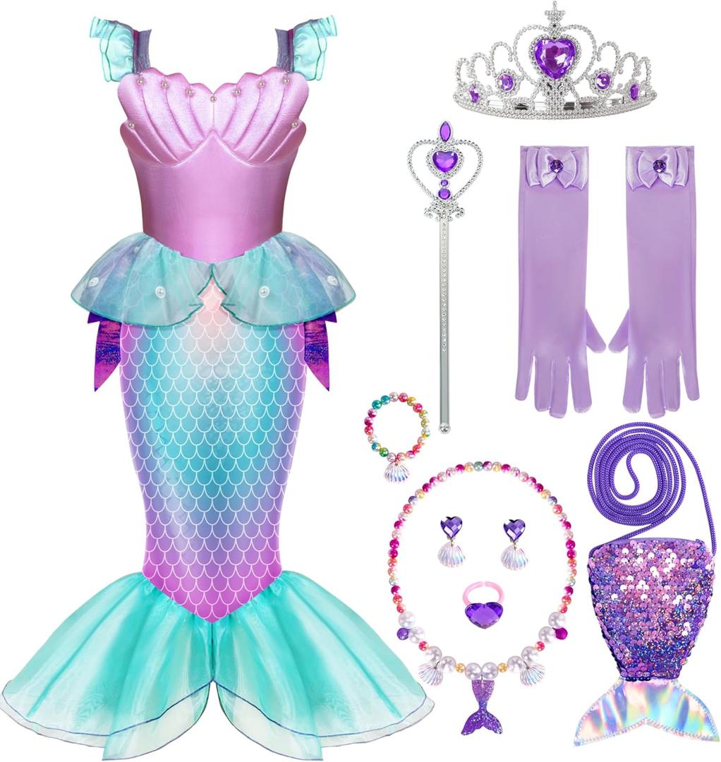 Spooktacular Creations Halloween Mermaid Costume for Girls, Little Mermaid Dress, Princess Dress Up for Girls 4-6 for DressUp (3T (3-4 yr))