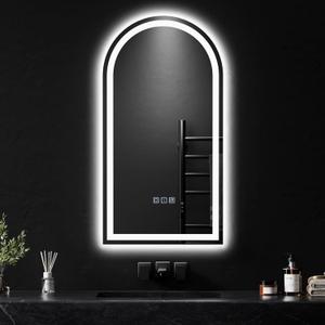 QAOYEDE 18x30 Arch LED Bathroom Mirror, Bathroom Vanity Mirror with Lights
Backlit/Front Dimmable 3 Color Smart Memory Anti-Fog Tempered Glass, Suitable for Smaller Bathrooms Vanity, UL Recognized