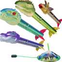 Dinosaur Toy Rocket Launcher for Kids - Launch Up to 100 Ft, 4 Rockets, Outdoor Outside Toys for Kids, Dinosaur Toys, Birthday Gifts for 3 4 5 6 7 8-12 Year Old Boys Girls