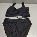 Women Twist Front Bikini Sets Two Piece Swimsuit Criss Cross Tie Back Bathing Suit (Black, L)