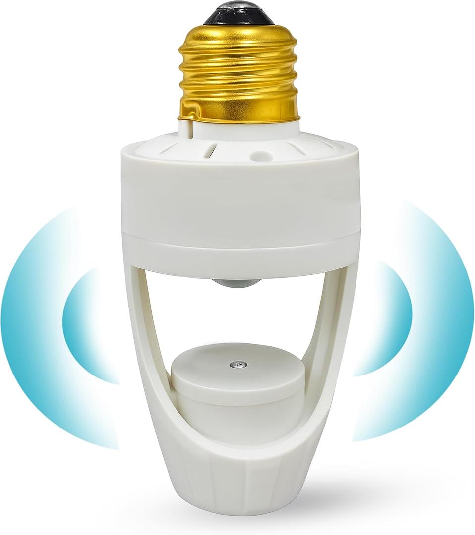 Touch & Glow 360 Motion Sensor Light Socket for Indoor & Outdoor - Energy Efficient Socket Adapter for Garage, Basement, Kitchen, Storage Room - Smart Motion Detector - Motion Activated Light Adapter