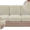 H.VERSAILTEX Multi-Pieces Sofa Covers Stretch Couch Covers Form Fitted Seats and Back Cushions Covers (3 Seat Covers Plus 3 Back Cusion Covers, Bonus 2 Armrest Covers), Island Fossi