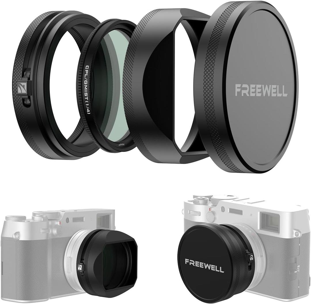Freewell CPL/Black Diffusion Mist (1/4) Filter Kit with Lens Hood for Fuji X100 Series (X100VI, X100V,X100T, X100F, X100S, X100) (Black)