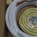 33FT Mini Split Line Set 1/4*1/2 OD HVAC Copper Tube Pipe Extension,3/8 Thickened PE Insulation Coil Air Conditioner Twin Copper Line Heating Equipment Hose with Flared Nuts (33FT (1/4+1/2) with wire)