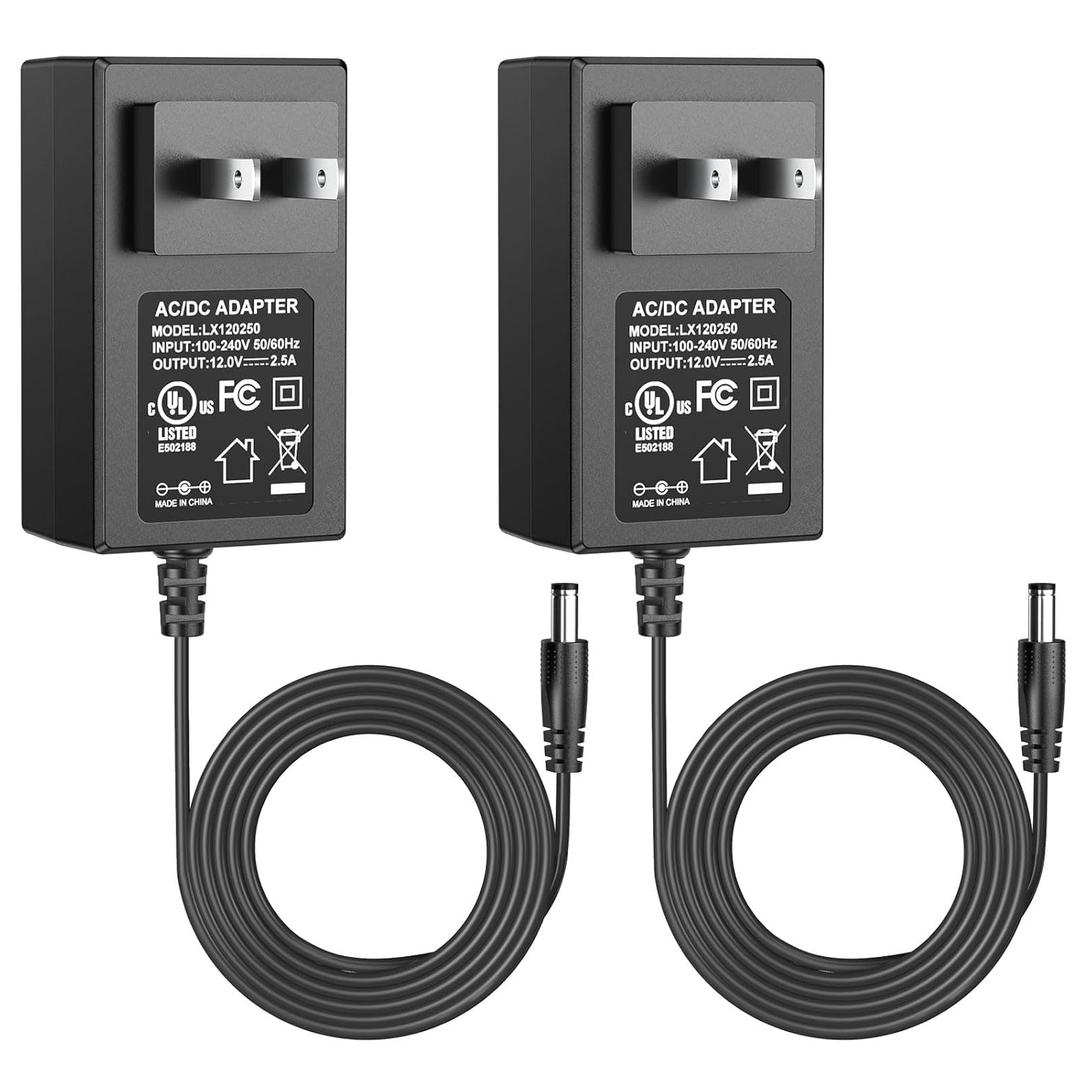 GOOVER 30W Power Supply Adapter(2 Pack), 12V DC Low Voltage Transformers,2.5A LED Light Driver, Input AC 100-240V, Class 2,UL-Listed