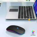 AIKOKOK Wireless Bluetooth Mouse, Rechargeable, Dual Mode Bluetooth 5.2 & 2.4G USB, LED Lights, Slim, Silent, Portable Computer Mouse for Laptop, PC, MacBook, iPad, Tablet (Black)