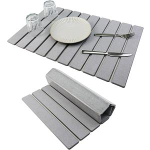 Large Stone Drying Mat for Kitchen Counter Diatomaceous Earth Collapsible 24L*16WSuper Heat Resistant Mats, Quick Absorbent Dish Drying RackLight Gray