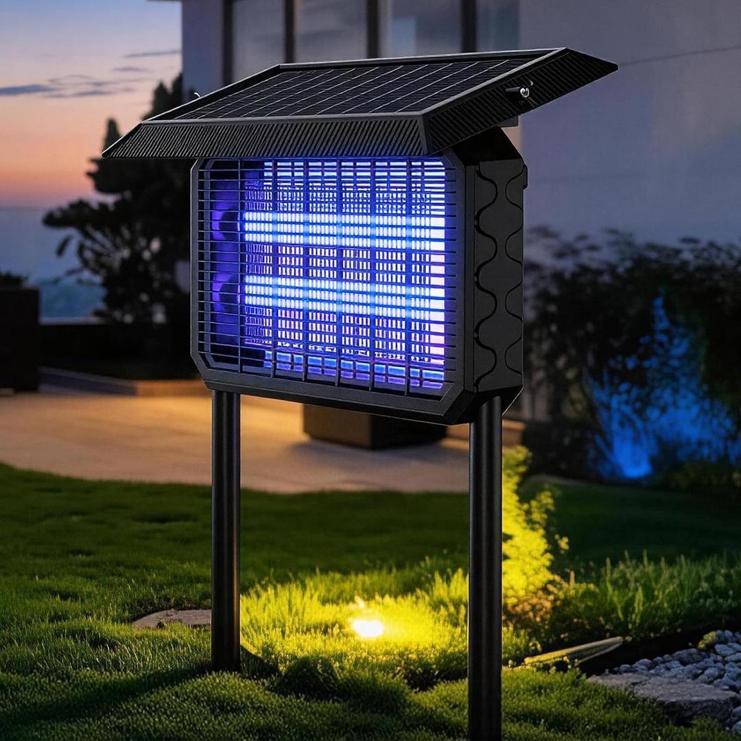IYZ Solar Bug Zapper Outdoor Waterproof, 3-in-1 Cordless Fly Trap with Dual Power (Solar + USB) & 6000mAh Battery, Mosquito Killer Lamp for Backyard, Patio, Garden, RV, Auto On/Off