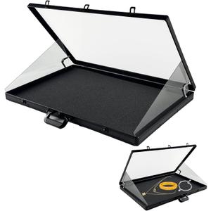 34"x22" Card Show Display Case,Portable Aluminum Trading Card Display Case,Clear Acrylic Card Box with Locks Suitable for Sports Card/TCG/Jewelry Collection (Black)