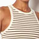 MakeMeChic Women's Striped Crew Neck Crop Tops Sleeveless Fitted Summer Tank (XL)