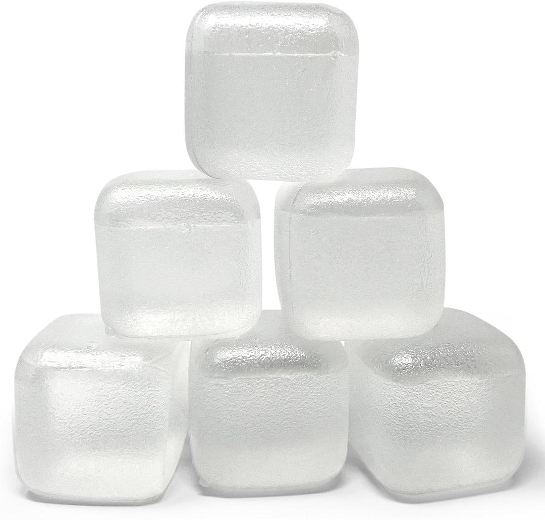 Extra Large Reusable Ice Cubes (2.2" Sq.) 6-Pack - BPA Free Plastic - Great for Cryotherapy Machines, Cold Therapy Units, (Clear)