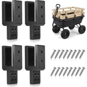 Set of 4 Garden Cart Sidewall Attachments Heavy Duty Sidewall Bracket Compatible with Gorilla Cart 7 12 Cu/Ft Wagon Trailer, Fits 3/4" x 2" x 2.5" Hole, with Screw, Increase Storage Capacity