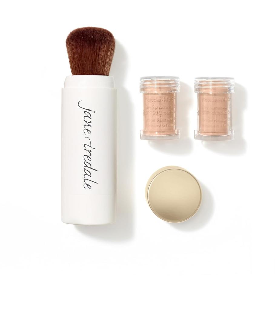 jane iredale Powder-Me SPF 30 Dry Sunscreen, Broad Spectrum Brush-On Physical Sun Protection for Face, Body, & Scalp, Refillable, Vegan, Cruelty-Free (Nude)