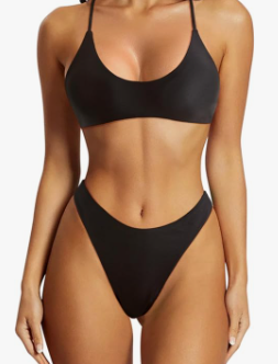SUUKSESS Women High Waisted Thong Bikini Set Reversible String 2 Piece Swimsuit,M