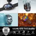 Smart Watch for Men Military Answer/Make Call 2.01 Display 170+ Sports Modes Fitness Smart Watch IP68 Waterproof 30 Days Standby Smartwatch for Android iOS Black (2 Straps)