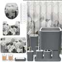 XLHOMO Bathroom Set - 26PC Bathroom Set with Shower Curtain and Rugs, Bathroom Accessory Set, Grey Bathroom Accessories Set, Trash Can & Soap Dispenser