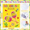 Funrous 24 Pcs Christmas Books with 24 Stacking Crayons Holiday Activity Books Rainbow Crayons Stocking Goodie Bag Stuffer Party Favors Supplies (Mexico Style)