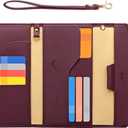 ZOPPEN Passport Holder Women Travel Wallet (Ver.5) for Women Rfid Blocking Passport Cover Case Document Organizer Wrist Strap (#1 wine red Ver.5)