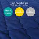 Crib Mattress Protector Sheets Fitted Waterproof Crib Mattress Pad Cover, Noiseless & Machine Wash 100% Absorbent Crib/Toddler Mattress Protector Sheet Quilted, Navy, 52" x 28"