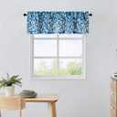 VOGOL Curtain Valances Leaves Meticulous Printed Window Curtains for Kitchen, Top Rod Pocket 52 x 12 Valance for Farmhouse Small Window, Navy Blue, One Panel