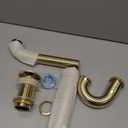 Brass P Trap with Bathroom Sink Stopper : 1-1/4 Sink Drain Bottle Trap Set No Overflow - Adjustable Height, Brushed Gold - Complete Basin Sink Plumbing Kit for Pipe Replacement
