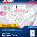 Avery Clean Edge Printable Business Cards with Sure Feed Technology, 2" x 3.5", Glossy White, 200 Blank Cards for Inkjet Printers (8859)