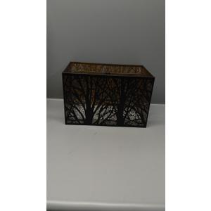 Metal Large Rectangular Lampshade For Table Lamp Floor Lamps,8"14"9" Black Outside Gold Inside Replacement Forest Rectangle Lamp Shade Spider Fitter
