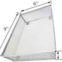 HAHIYO Stackable Mesh Tray Cup 9 x 6 x 2 inches Sturdy Container for Desk Drawer Organizer Collection for Home Office School kitchen Soft Foam Feet No Sharp Edges 1 Pack Silver