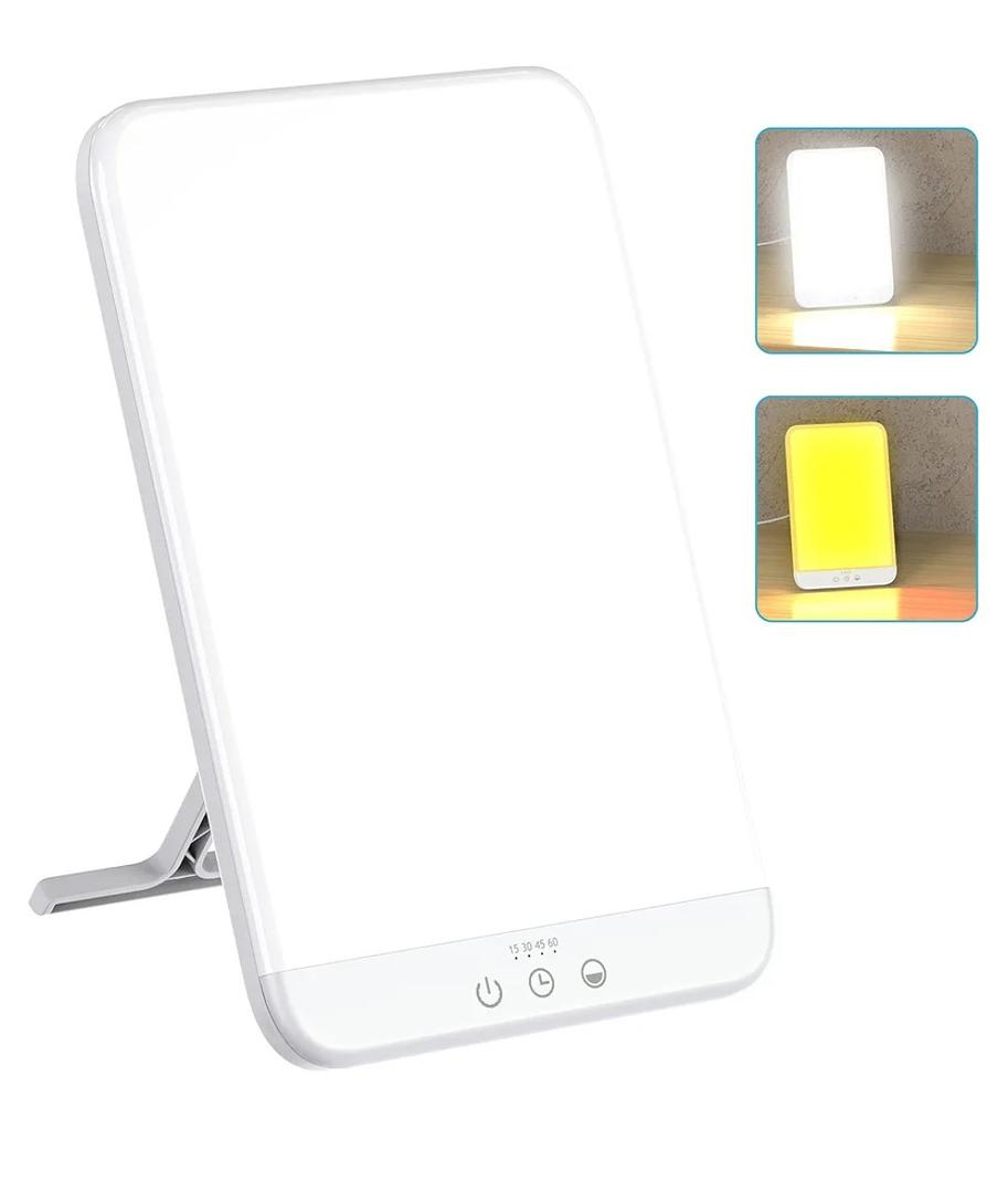 Wobrikosee Light Therapy Lamp, Ultra-Thin UV-Free 10000 Lux Therapy Light, Timer Function, Adjustable Brightness Levels, Two Color Temperature, 90° Rotatable Stand for a Happy Life
