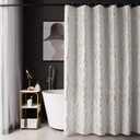 FINECITY White Shower Curtain with Gold Branch Pattern 12 Hooks Included, 72 x 72 Inch, 1 Panel