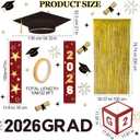 Frienda 9 Pcs 2026 Graduation Party Decoration Include Grad Box, Class of 2026 Graduation Door Porch Banner with Tinsel Curtain, Grad Photo Backdrop for College School Congrat Party Decoration(Red)
