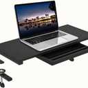 Ergonomic Clamp-On Laptop and Computer Monitor Riser Stand with Drawer, 21.6 x 9.8 inch - Black |Laptop Stand for Desk, Monitor Riser, Desk Organizer, Office Desk Home Workspace