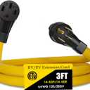 50 Amp RV/EV Extension Cord, 4 Prong NEMA 14-50P to 14-50R 50F/50M Cable Suit for RV Trailer Campers, Tesla Model 3-S-X-Y, Heavy Duty STW with Cord Organizer, ETL Listed (3 FT)