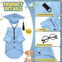 Huhumy 5 Pcs Dog Graduation Costume Set Include 2026 Pet Graduation Gown with Stole Puppy Grad Cap Lensless Glasses DIY Letter Stickers for Dogs Cats Holiday Costume Accessory(Light Blue,XL)
