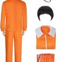 Men's Sportswear, including Black Square Eyeglass Frames and Wigs, Suitable For Sports, Role-Playing Parties, and Daily wear