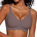 Vertvie Seamless Bras for Women No Underwire Wireless Push Up Bra Support Full Coverage Bralette Comfort Everyday Sports Bra
 (Medium, Coffee)