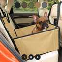 Extra Stable Dog Car Seat - Reinforced Car Dog Seat for Medium-Sized Dogs with 4 Fastening Straps - Robust and Waterproof Pet Car Seat for The Back Seat of The Car (S Size, Brown)