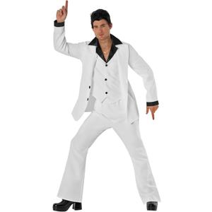 Morph Saturday Night Disco Costume Men 70s White Leisure Suit for Men 70s Fever Outfit Halloween Costumes For Adults (Large)