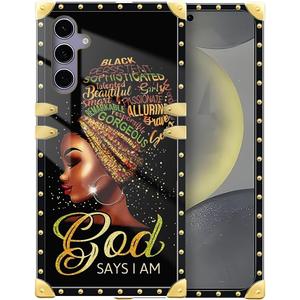 DAIZAG Compatible with Samsung Galaxy S24/S25 Case,Gorgeous Passionate Black Girl Golden Decoration Soft TPU Protective Cover Shell Case Anti-Scratch for Samsung Galaxy S24/S25
