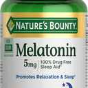 2 x Nature's Bounty Melatonin, 100% Drug Free Sleep Aid, Dietary Supplement, Promotes Relaxation and Sleep Health, 5mg, 90 Softgels (Pack of 1)