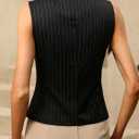 ELLEVEN High Stretchy Vest Tops for Women, Knit V-Neck Sleeveless Button Down Vest Business Casual Outfits (Black, S)