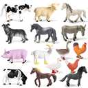 15 Pcs Mini Figures Toys Realistic Farm Animal Figurines, Plastic Learning Educational Playset Animal Themed Party Supplies Cake Topper Ornaments for Easter Egg Birthday Christmas
