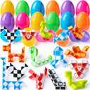 JOYIN 12 Pcs Prefilled Easter Eggs with Mini Snake Cubes Twist Puzzle Toys Snake Speed Cube for Kids Easter Party Favor Egg Hunt Classroom Exchange and Prize Supplies