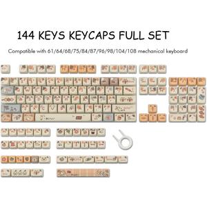 PBT Keycaps 144 Keys Cute Keycaps Dye-Sublimation Sushi Cat Keycap Mao Profile Custom Keycap for Cherry Gateron MX Swithes Mechanical Keyboards