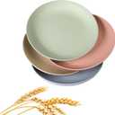 Wheat Straw Plates Lightweight Unbreakable Dinner Dishes Plates Set Dishwasher & Microwave Safe (Large 4 Pack 8')