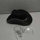 Hercicy Cowgirl Outfit for Women Western Rhinestone Cowboy Hat with Bling Silver Link Chain Necklace Bracelet Circle Earring (Black)
