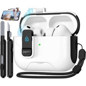 Compatible with AirPods Pro 3 2025 Case with Phone Stand & Cleaning Kit,Magnetic Automatic Lock Design Cover for Air pods Pro 3rd- (White)