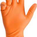 TitanFlex Heavy Duty Industrial Orange Nitrile Gloves, 8-mil, Gloves Disposable Latex Free with Raised Diamond Texture Grip, Powder Free, Rubber Glove, Mechanic Gloves,100-ct Box (Medium)